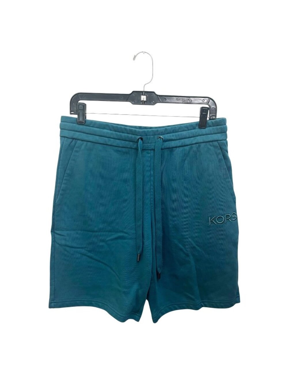 Michael Kors French Terry Sweat Shorts M 8" Inseam Teal Drawstring Elastic Waist